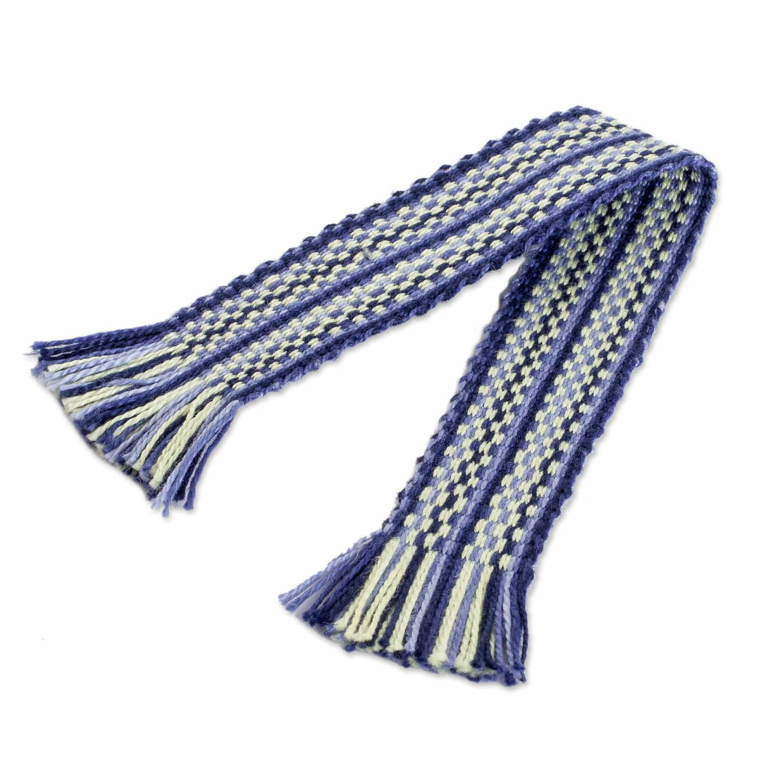 Handwoven Blue and Black Checkered Cotton Bookmark - Checkered Letters