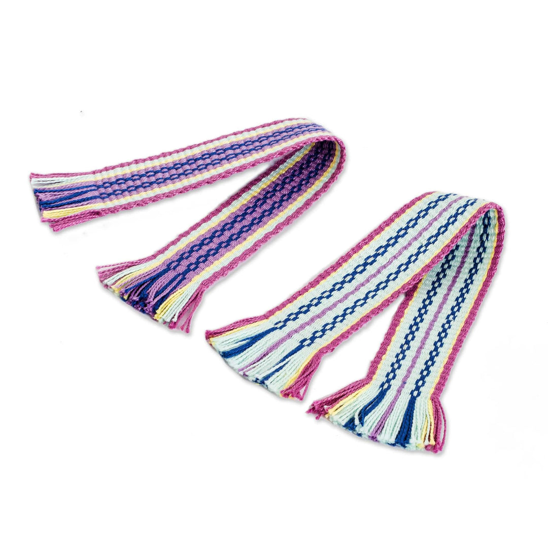 Set of 2 Pink and Mint Cotton Bookmarks with Fringes - Intense Pages
