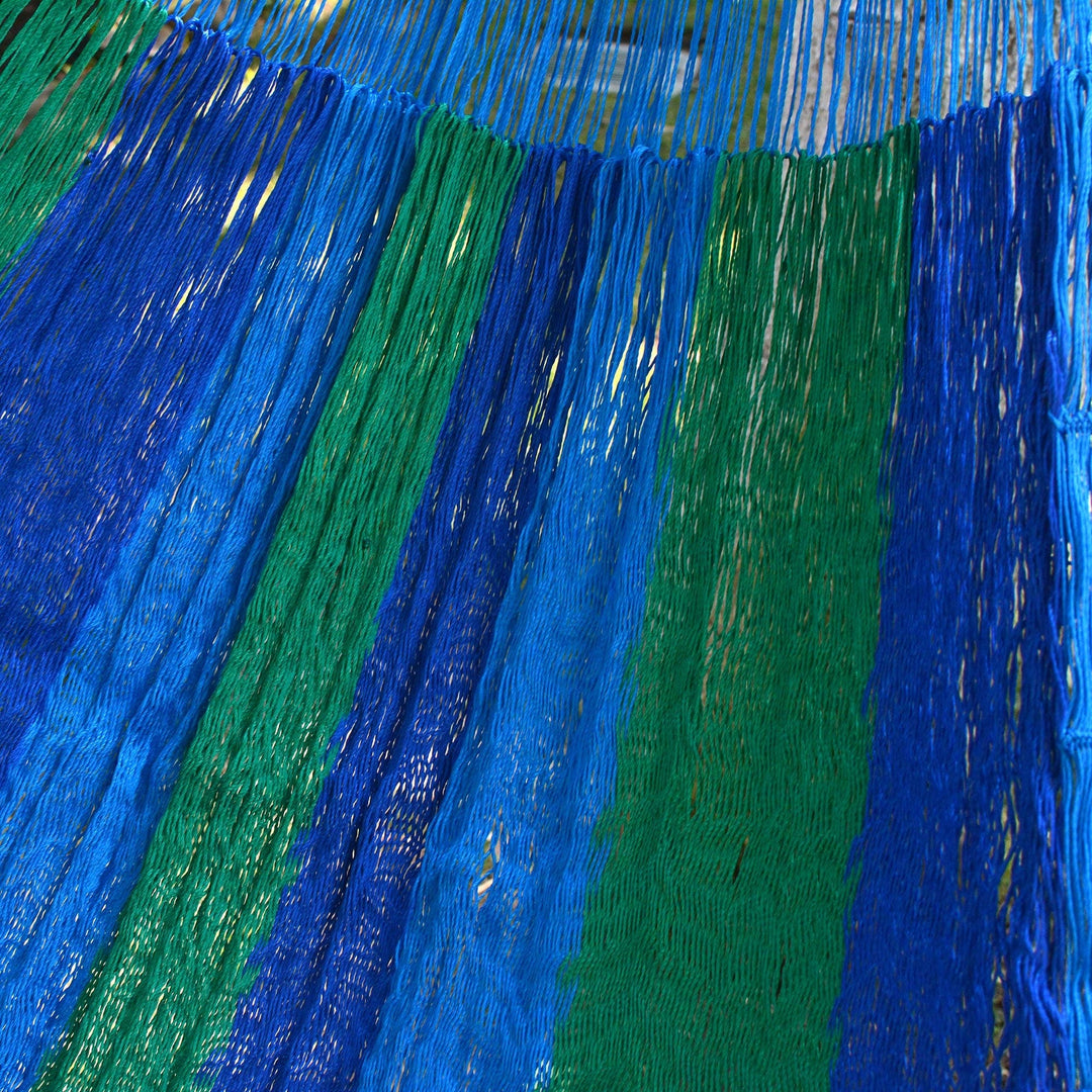 Double Mayan Rope Style Nylon Hammock Handmade in Mexico - Sea Breeze