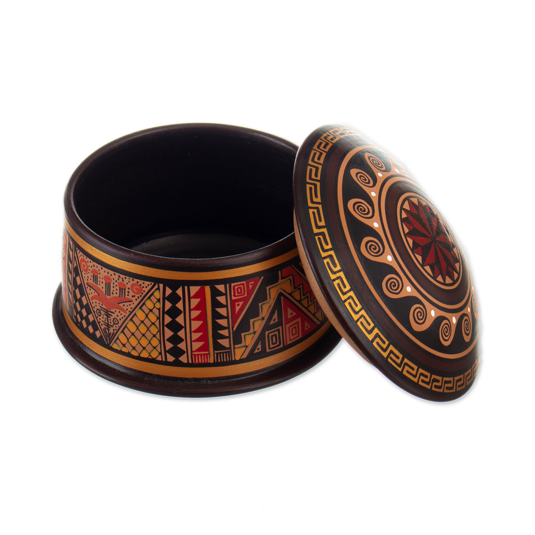 Traditional Inca Hand-Painted Ceramic Decorative Box - Inca Princess