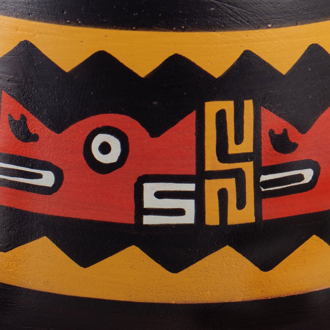 Ceramic Decorative Vase Handcrafted and Hand-Painted in Peru - Inca Legacy