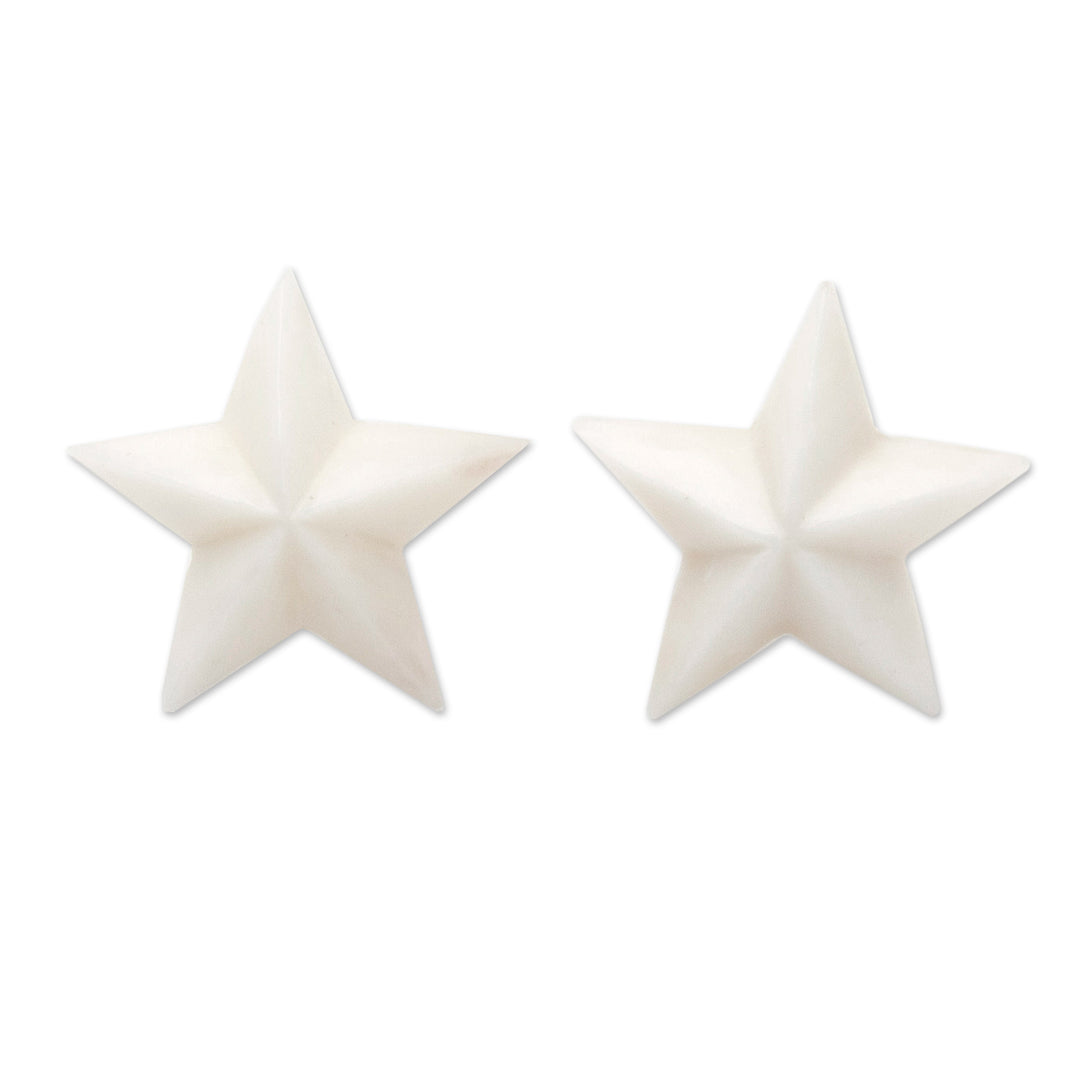 Star-Shaped Button Earrings with Sterling Silver Posts - Twinkle Star