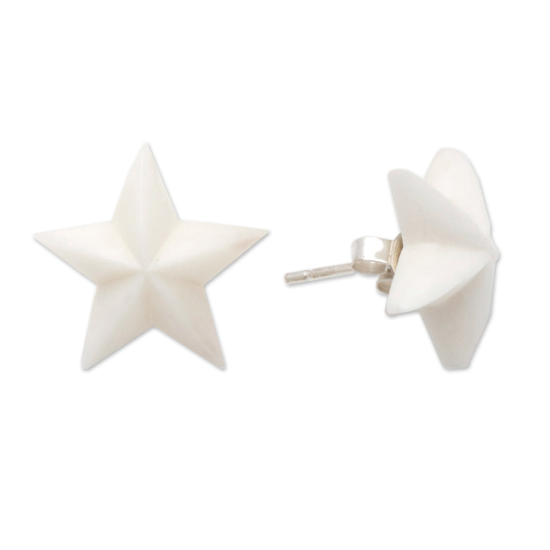 Star-Shaped Button Earrings with Sterling Silver Posts - Twinkle Star
