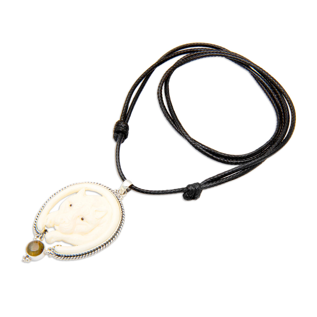 Tiger-Themed Adjustable Pendant Necklace with Labradorite - Courage Tiger