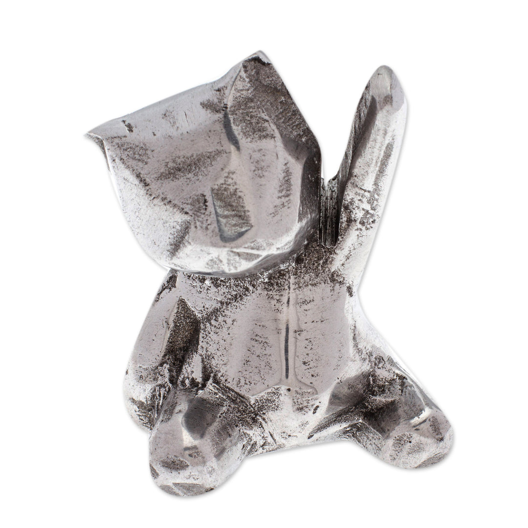 Polished Abstrac Pewter Bear Ring Holder from Mexico - Abstract Teddy