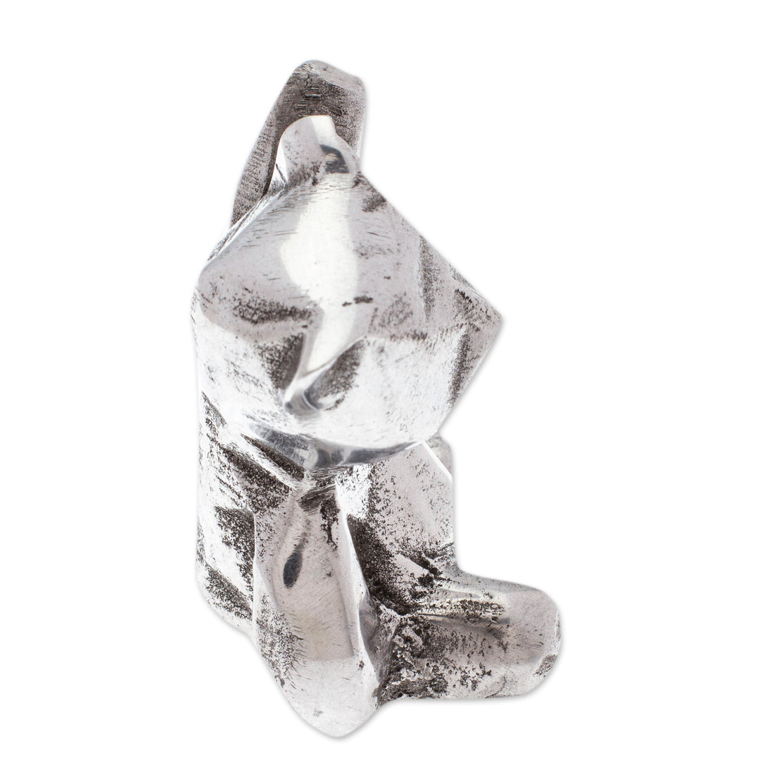 Polished Abstrac Pewter Bear Ring Holder from Mexico - Abstract Teddy