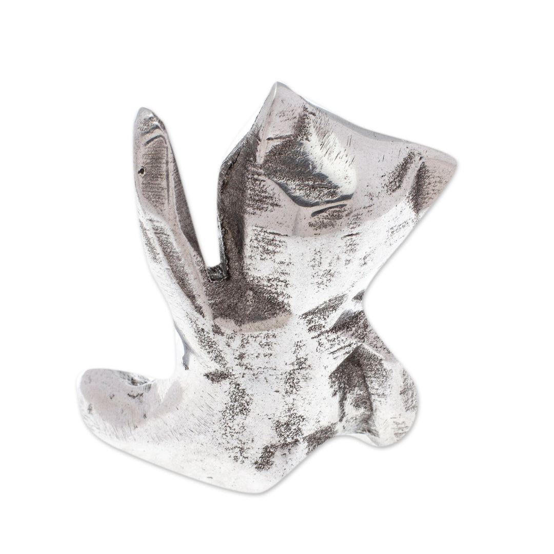 Polished Abstrac Pewter Bear Ring Holder from Mexico - Abstract Teddy