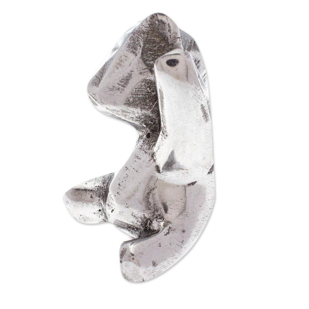 Polished Abstrac Pewter Bear Ring Holder from Mexico - Abstract Teddy