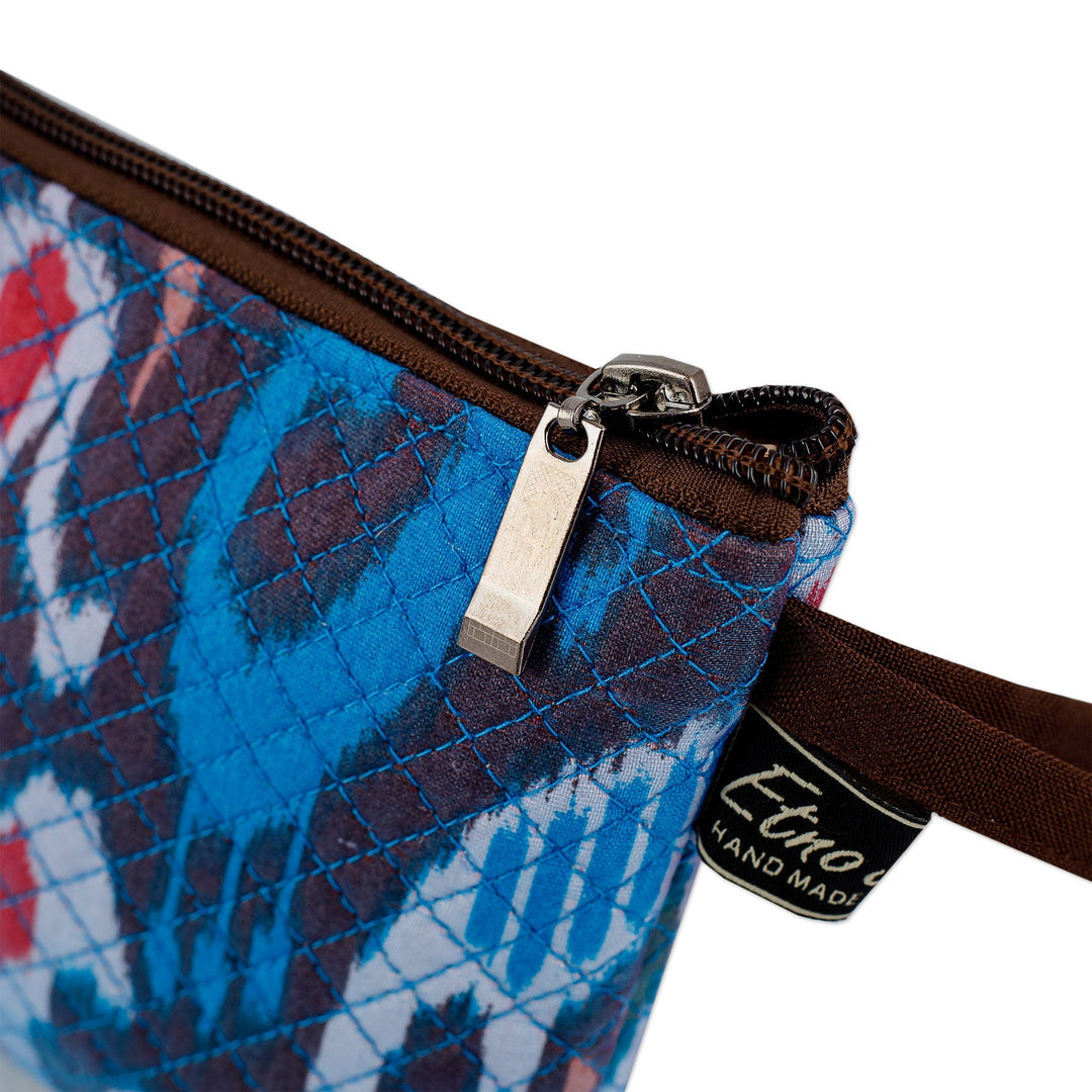 Traditional Ikat Patterned Cosmetic Bag with Zipper Closure - Elegant Ideas