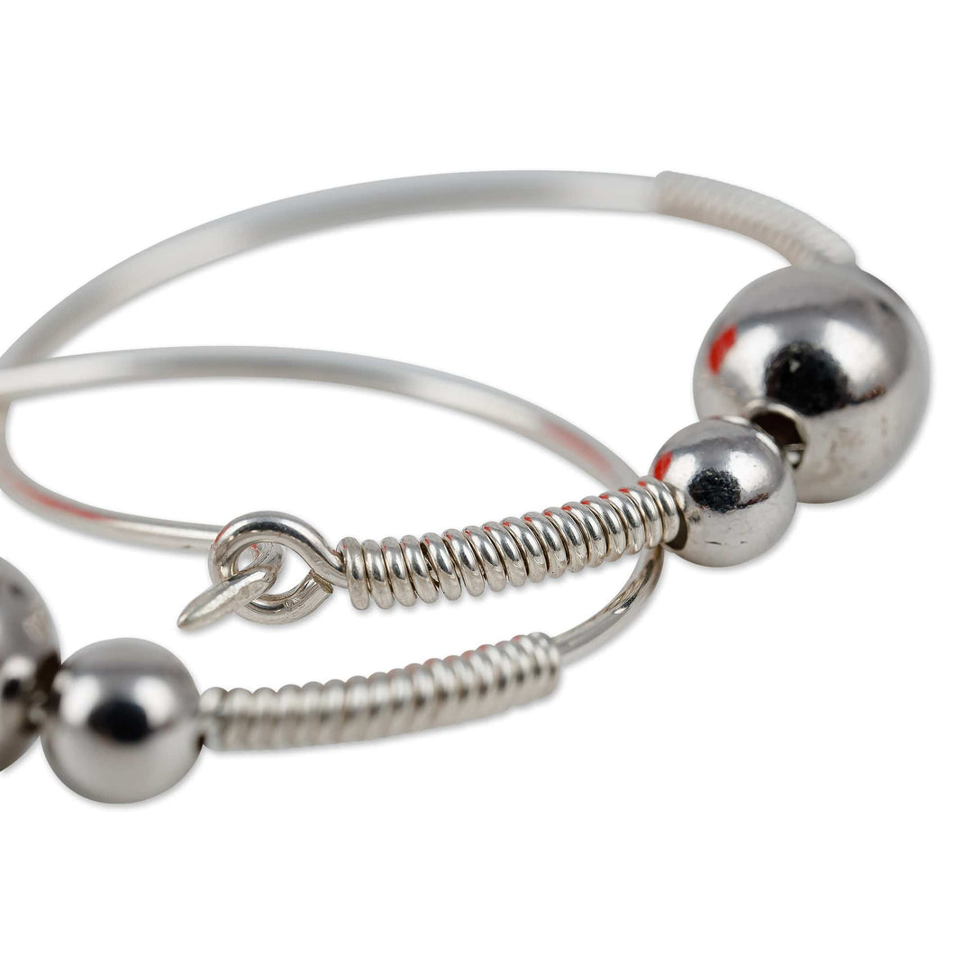 Modern Sterling Silver Hoop Earrings in a High Polish Finish - Mysterious Cosmos