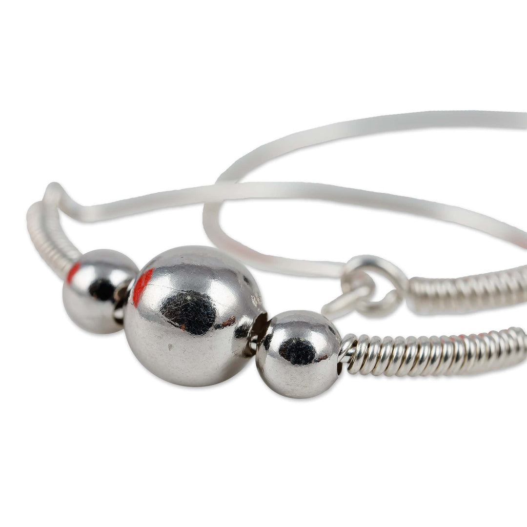 Modern Sterling Silver Hoop Earrings in a High Polish Finish - Mysterious Cosmos