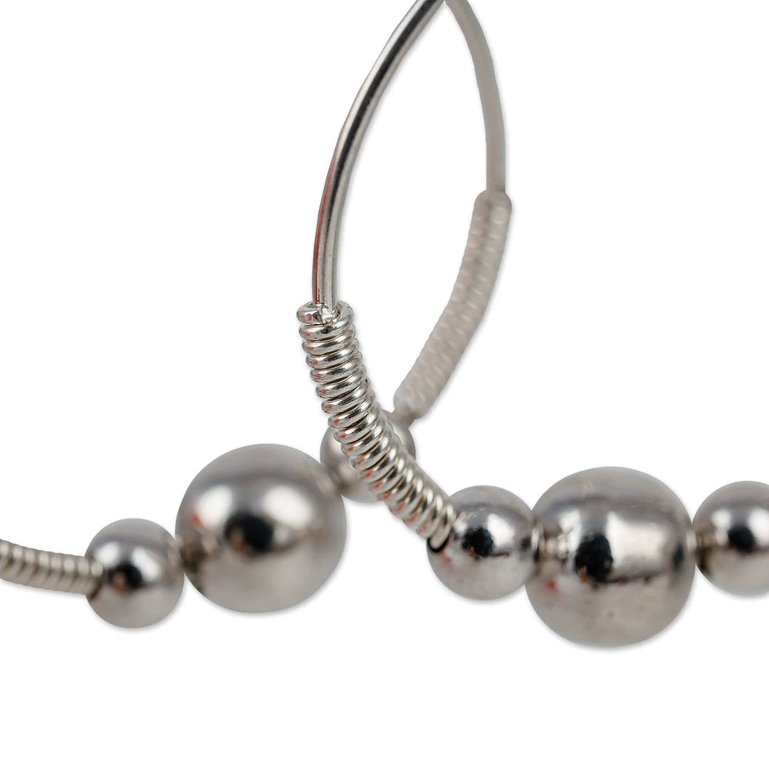 Modern Sterling Silver Hoop Earrings in a High Polish Finish - Mysterious Cosmos