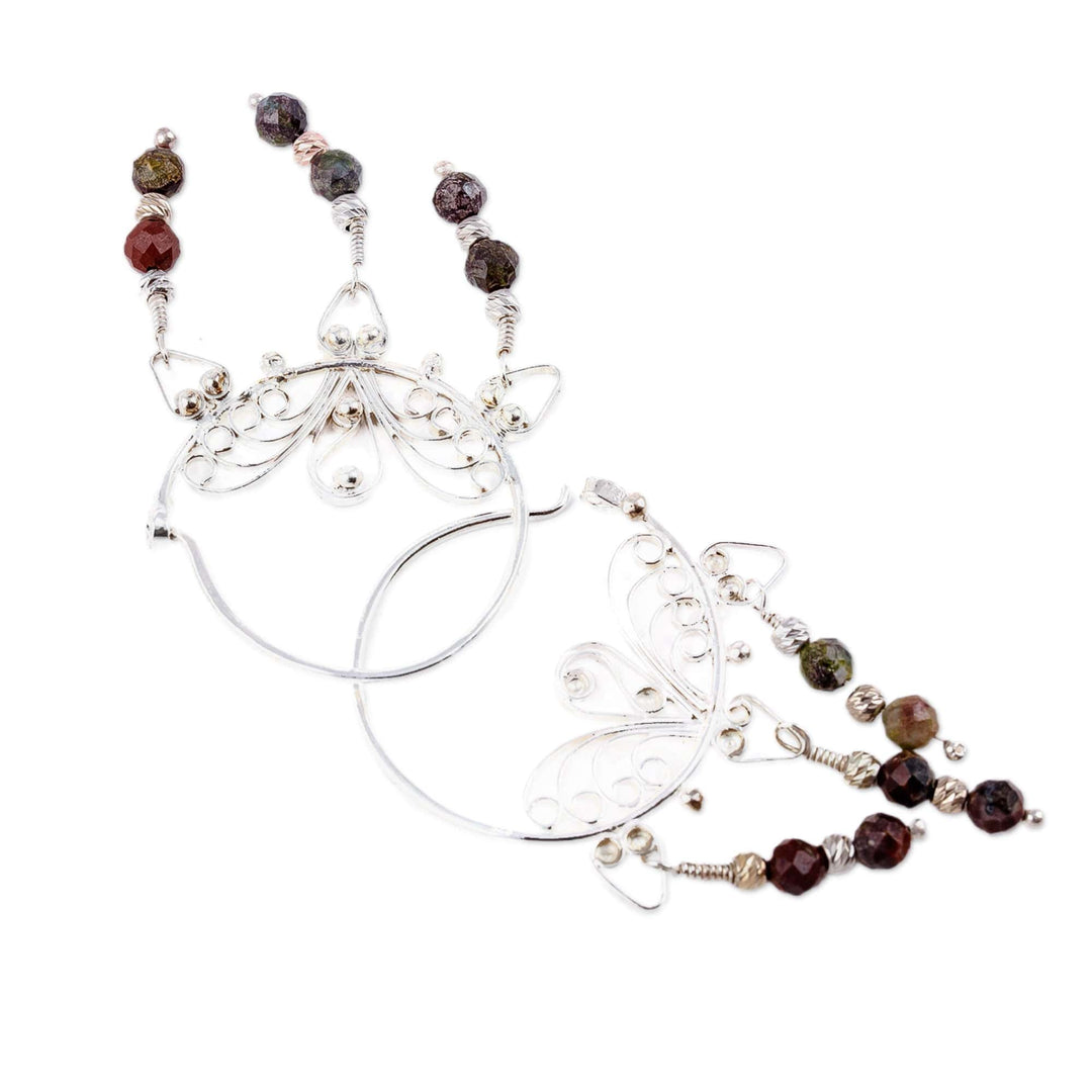 Polished Classic Natural Jasper Hoop Chandelier Earrings - Powerful Nymph