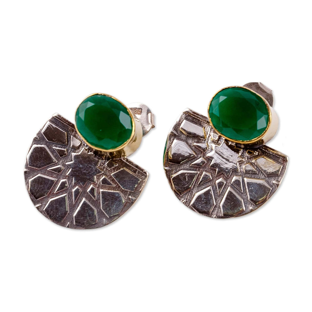 Star-Themed Sterling Silver Green Zirconium Drop Earrings - Green Superstar