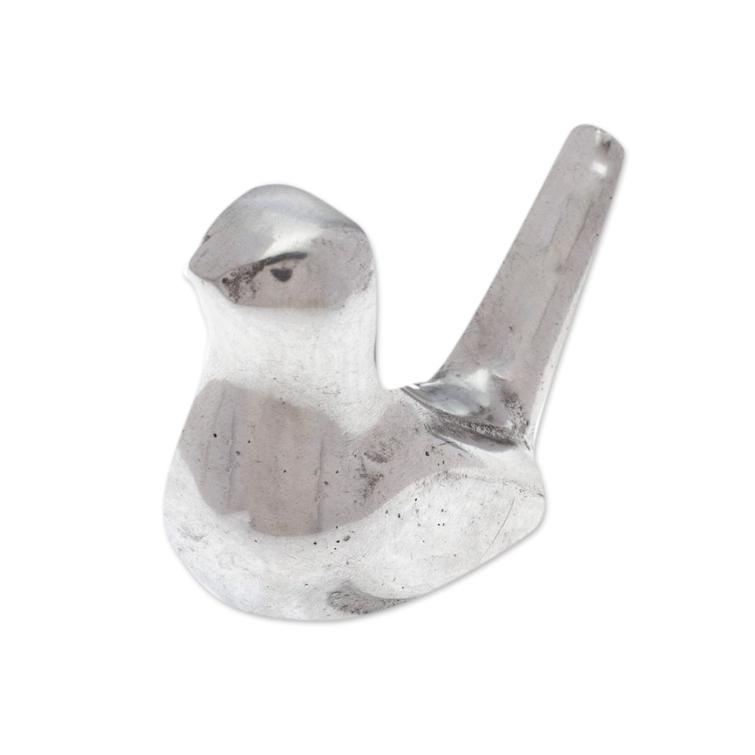 Modern Polished Pewter Dove Ring Holder from Mexico - Shining Dove