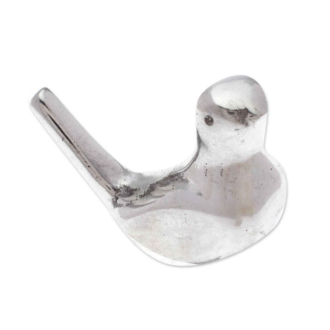 Modern Polished Pewter Dove Ring Holder from Mexico - Shining Dove