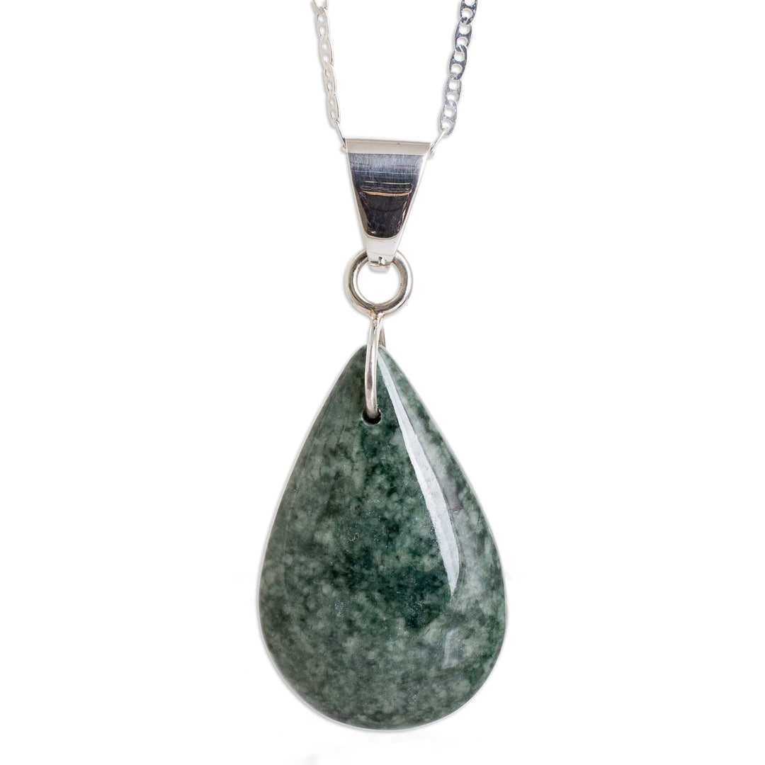 925 Silver Green & Lilac Jade Double-Sided Pendant Necklace - Two-Tone Shadow