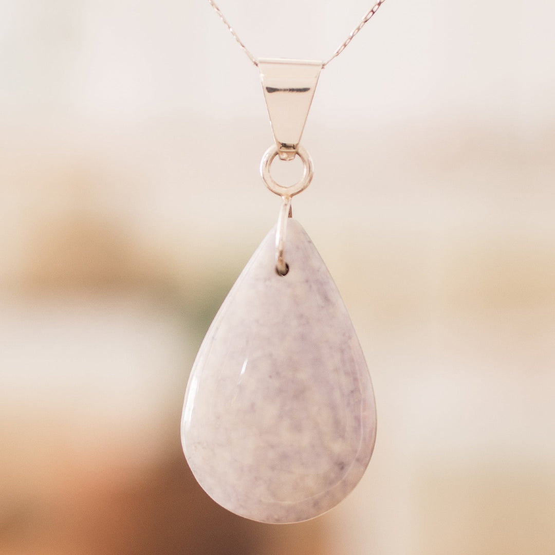 925 Silver Green & Lilac Jade Double-Sided Pendant Necklace - Two-Tone Shadow