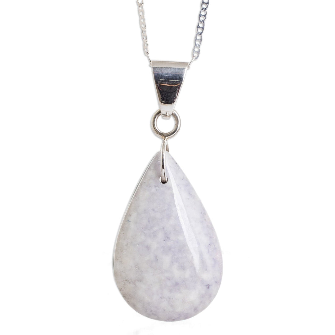 925 Silver Green & Lilac Jade Double-Sided Pendant Necklace - Two-Tone Shadow