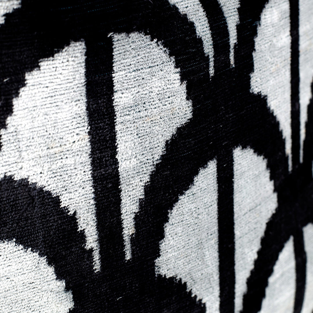 Handcrafted Silk Velvet Handle Bag with Modern Pattern - Avant-Garde Splendor