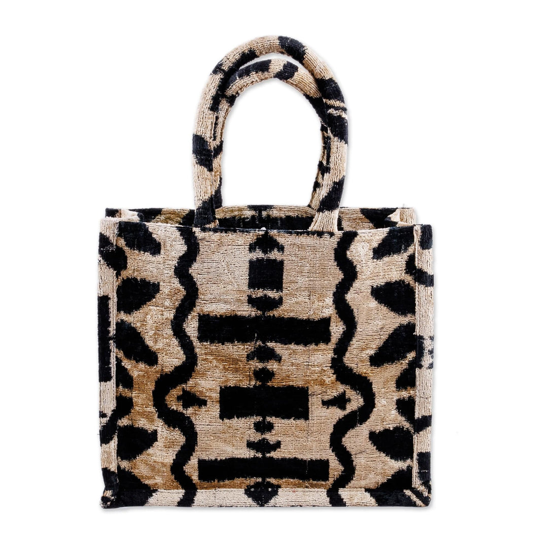 Handcrafted Silk Velvet Handle Bag with Zebra Pattern - Zebra Splendor