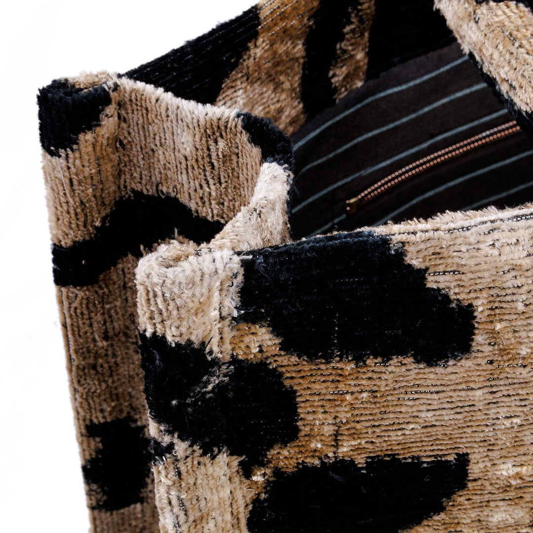 Handcrafted Silk Velvet Handle Bag with Zebra Pattern - Zebra Splendor