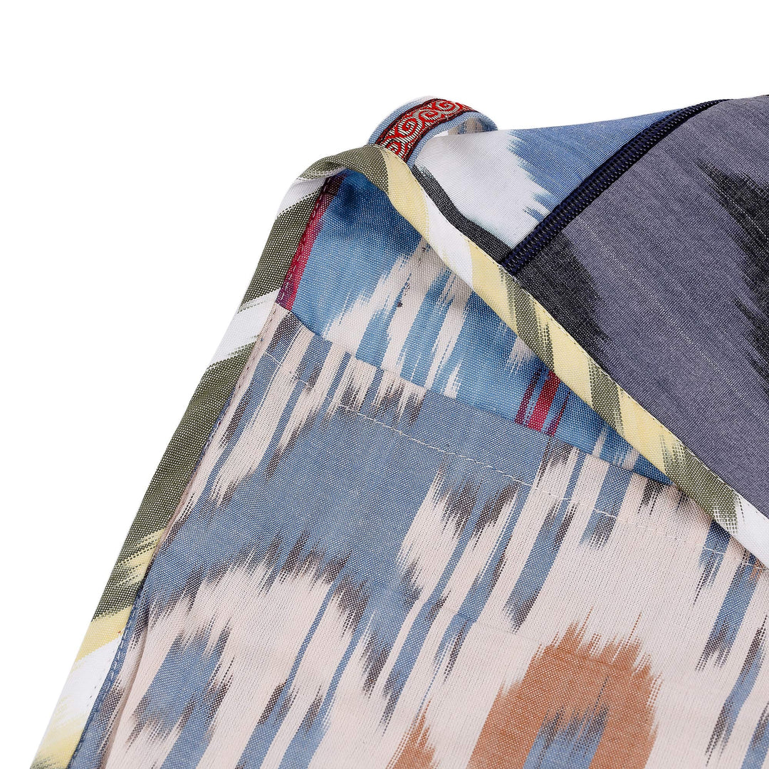 Handcrafted Silk and Velvet Sling in Grey and Blue Hues - Pink Vitality