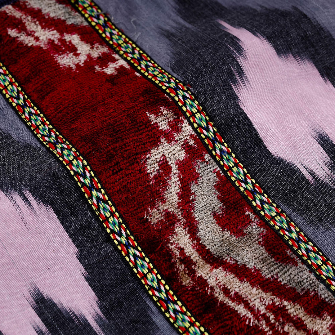 Handcrafted Silk and Velvet Sling in Grey and Blue Hues - Pink Vitality