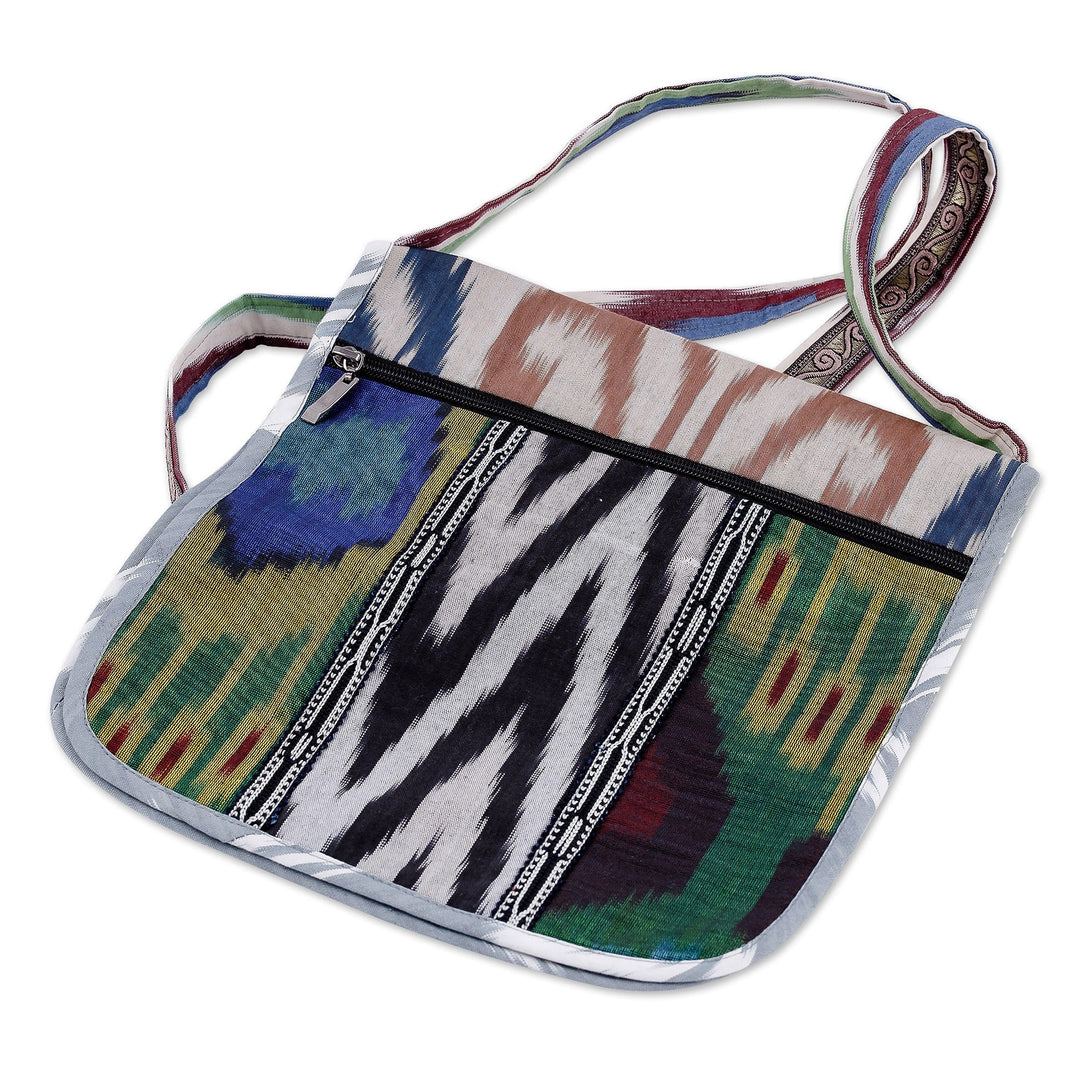 Handcrafted Silk and Velvet Sling in Red and Green Hues - Wild Vitality