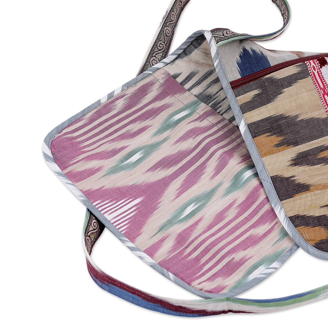 Handcrafted Silk and Velvet Sling in Red and Green Hues - Wild Vitality