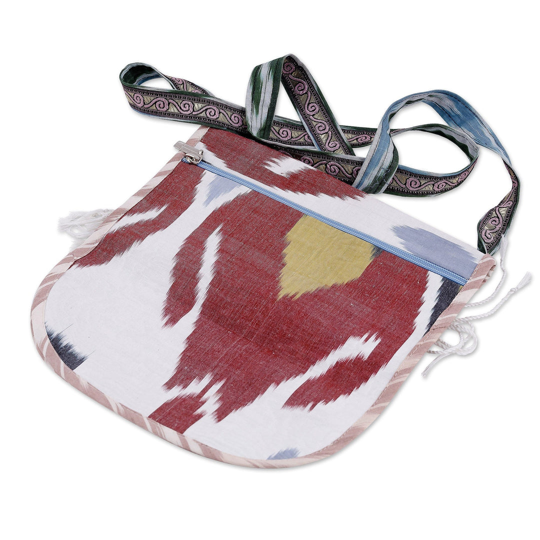 Handcrafted Cotton Sling with Fringes and in Red Hues - Serene Vitality