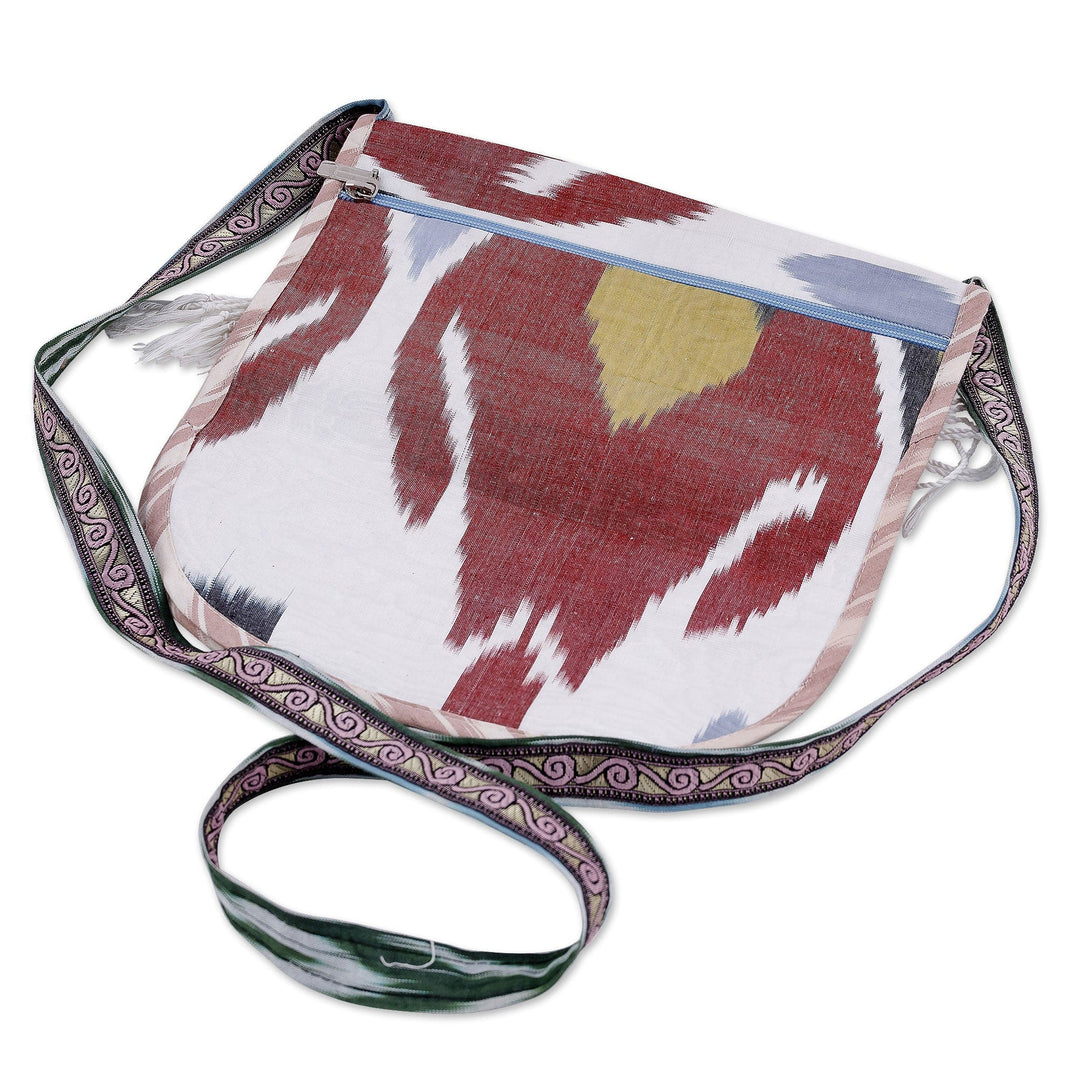 Handcrafted Cotton Sling with Fringes and in Red Hues - Serene Vitality