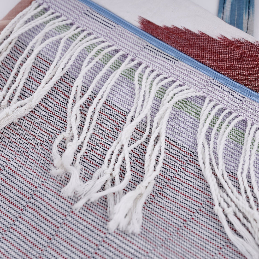 Handcrafted Cotton Sling with Fringes and in Red Hues - Serene Vitality