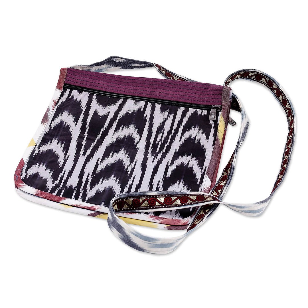 Handcrafted Silk Sling with Colorful Ikat Patterns - Vibrant Vitality