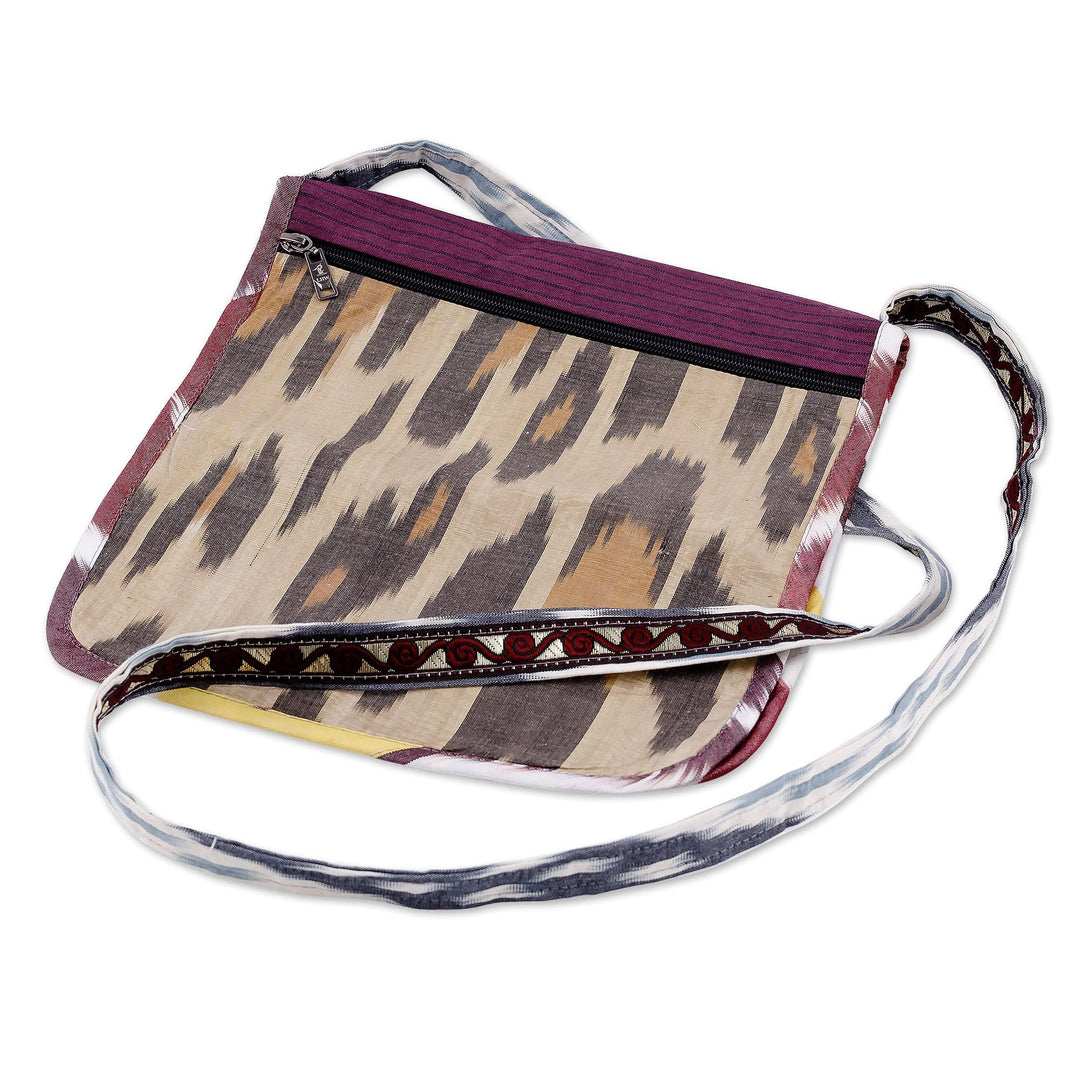Handcrafted Silk Sling with Colorful Ikat Patterns - Vibrant Vitality