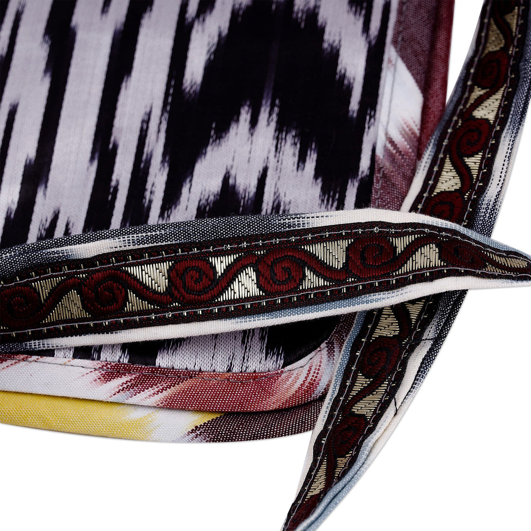 Handcrafted Silk Sling with Colorful Ikat Patterns - Vibrant Vitality