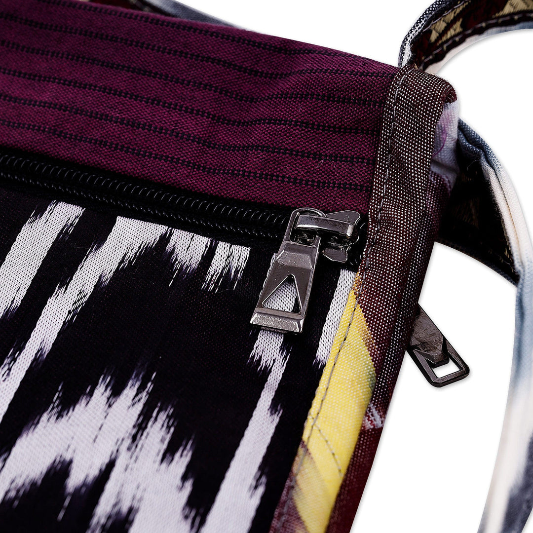 Handcrafted Silk Sling with Colorful Ikat Patterns - Vibrant Vitality