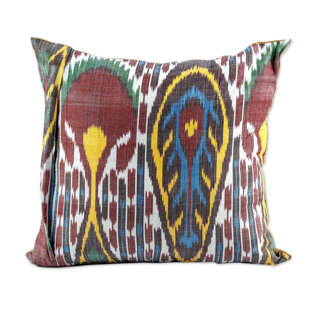 Classic Embroidered Silk Blend Cushion Cover from Uzbekistan - Royal Union