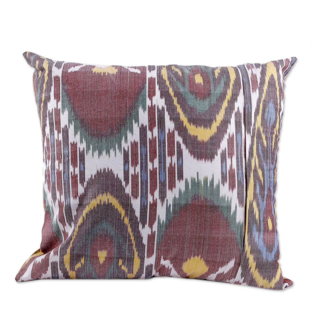 Classic Embroidered Silk Blend Cushion Cover in Bright Hues - Enchanting Union