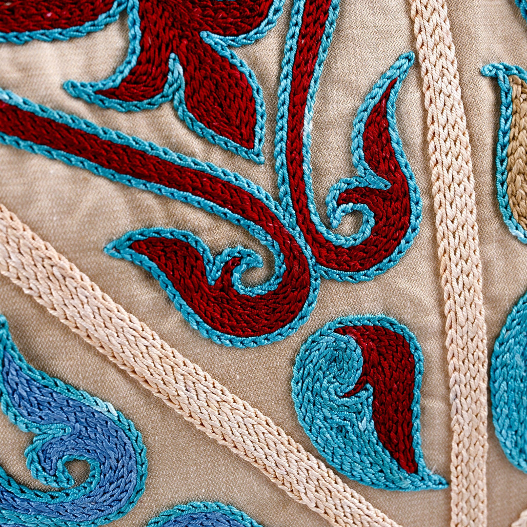 Classic Embroidered Silk Blend Cushion Cover in Bright Hues - Enchanting Union