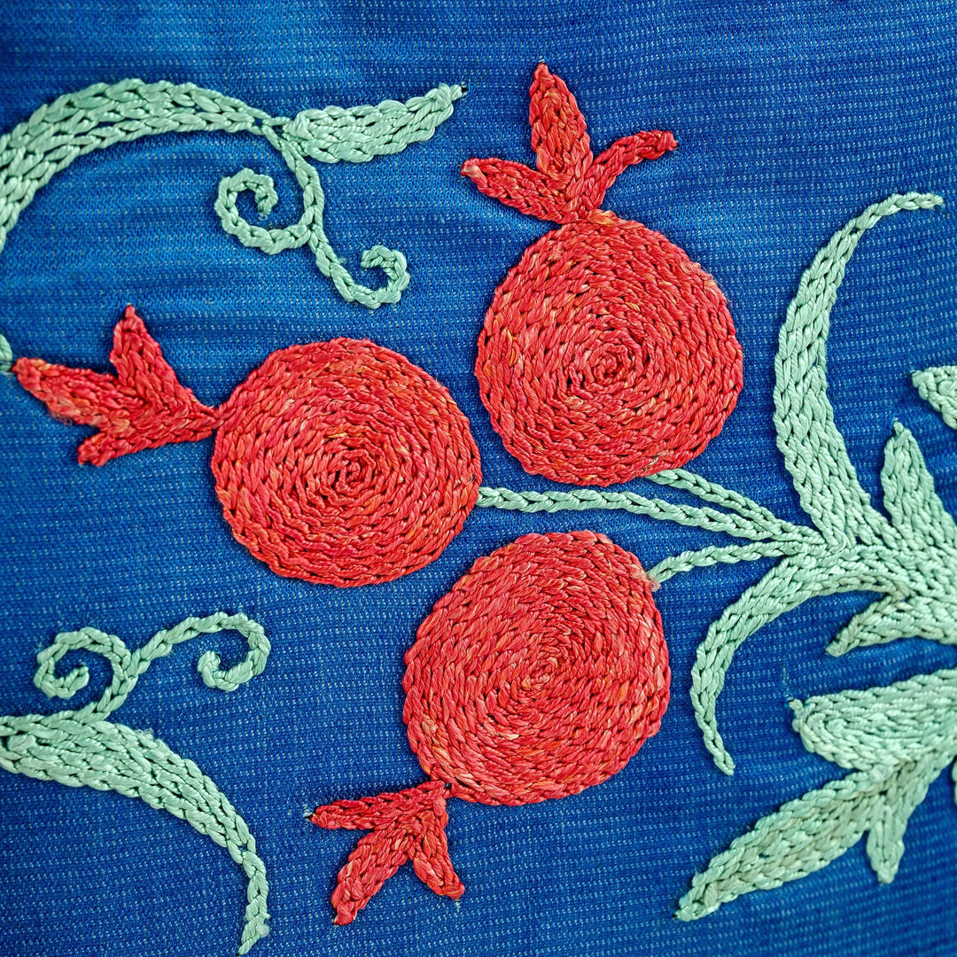 Ikat-Patterned Pomegranate Blue and Pink Cotton Shoulder Bag - Pink Sweetness
