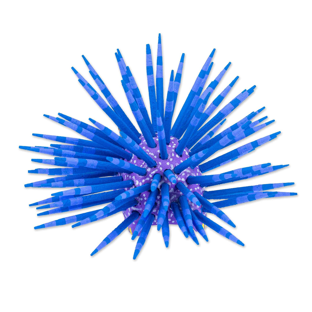 Hand-Painted Wood Alebrije Porcupine Figurine in Lavender - Cute Porcupine in Lavender