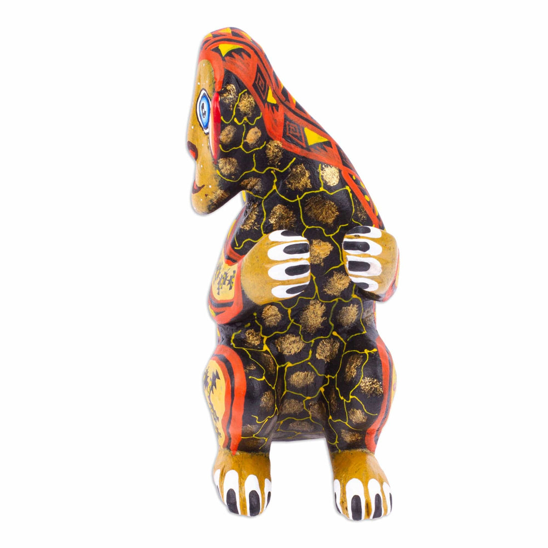 Geometric Brown Copal Wood Alebrije Monkey Figurine - Playful Soul