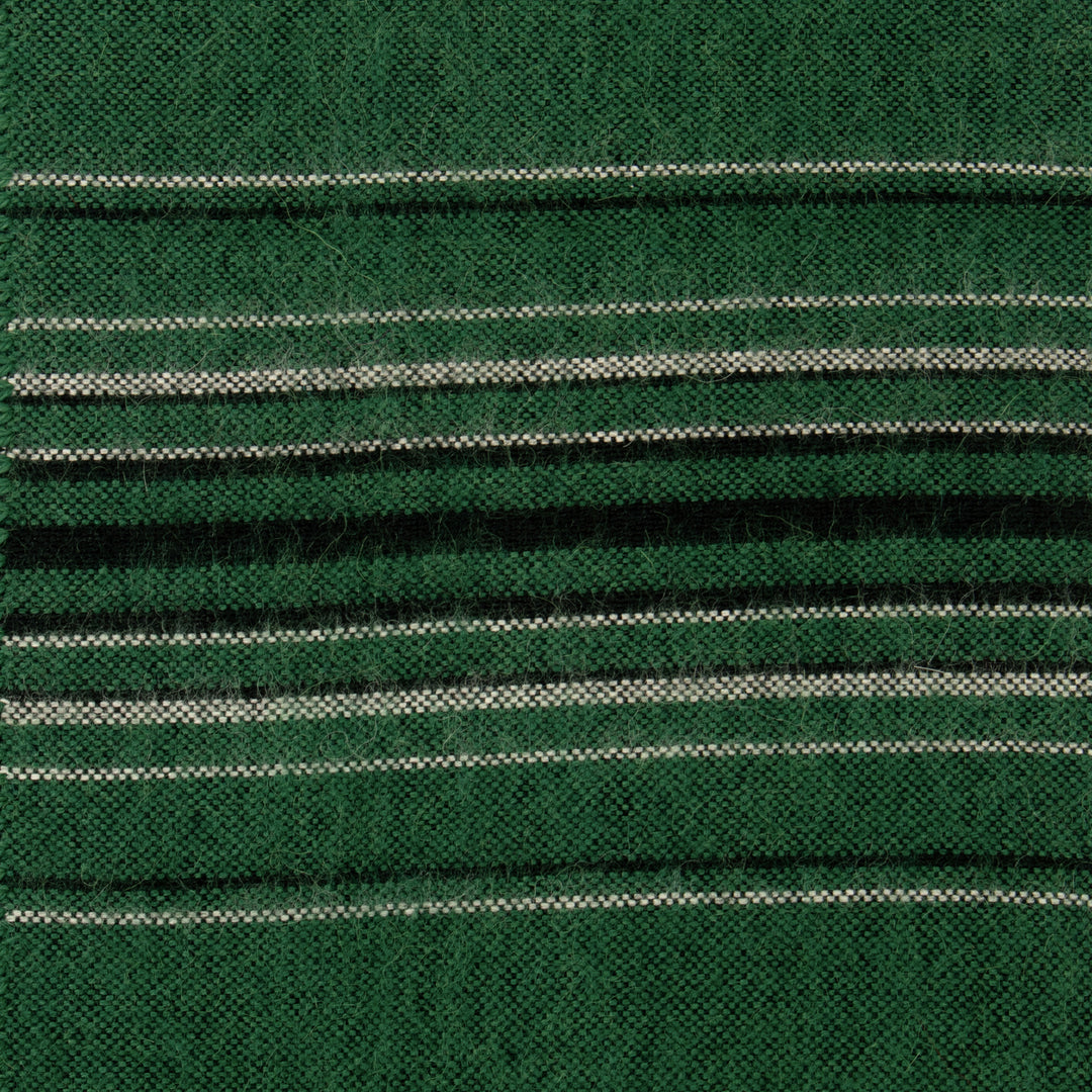 Woven Striped Men's Alpaca Blend Scarf in Green with Fringes - Forest Andean Clouds