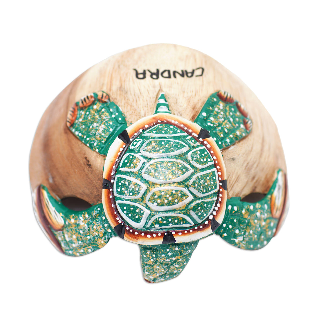 Hand-Carved and Hand-Painted Turtle-Shaped Wood Catchall - Endearing Turtle