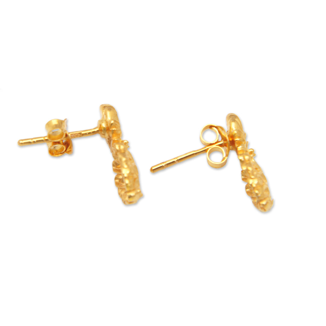 Gold-Plated Pineapple Button Earrings Made in Bali - Pineapple Flair