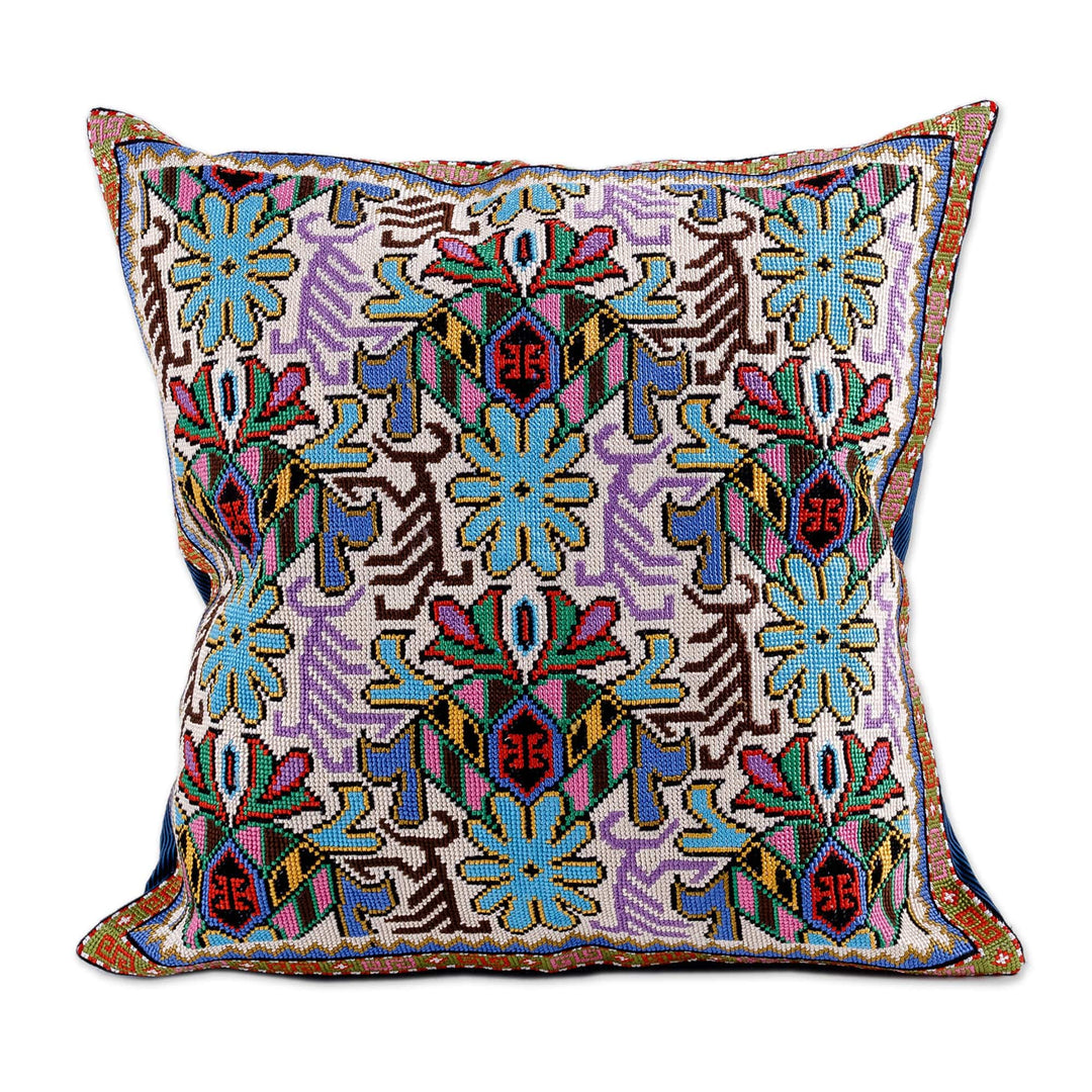 Traditional Iroki Embroidered Cushion Cover in Vibrant Hues - Shahrisabz's Eden