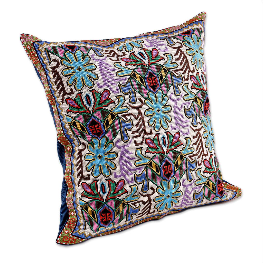 Traditional Iroki Embroidered Cushion Cover in Vibrant Hues - Shahrisabz's Eden