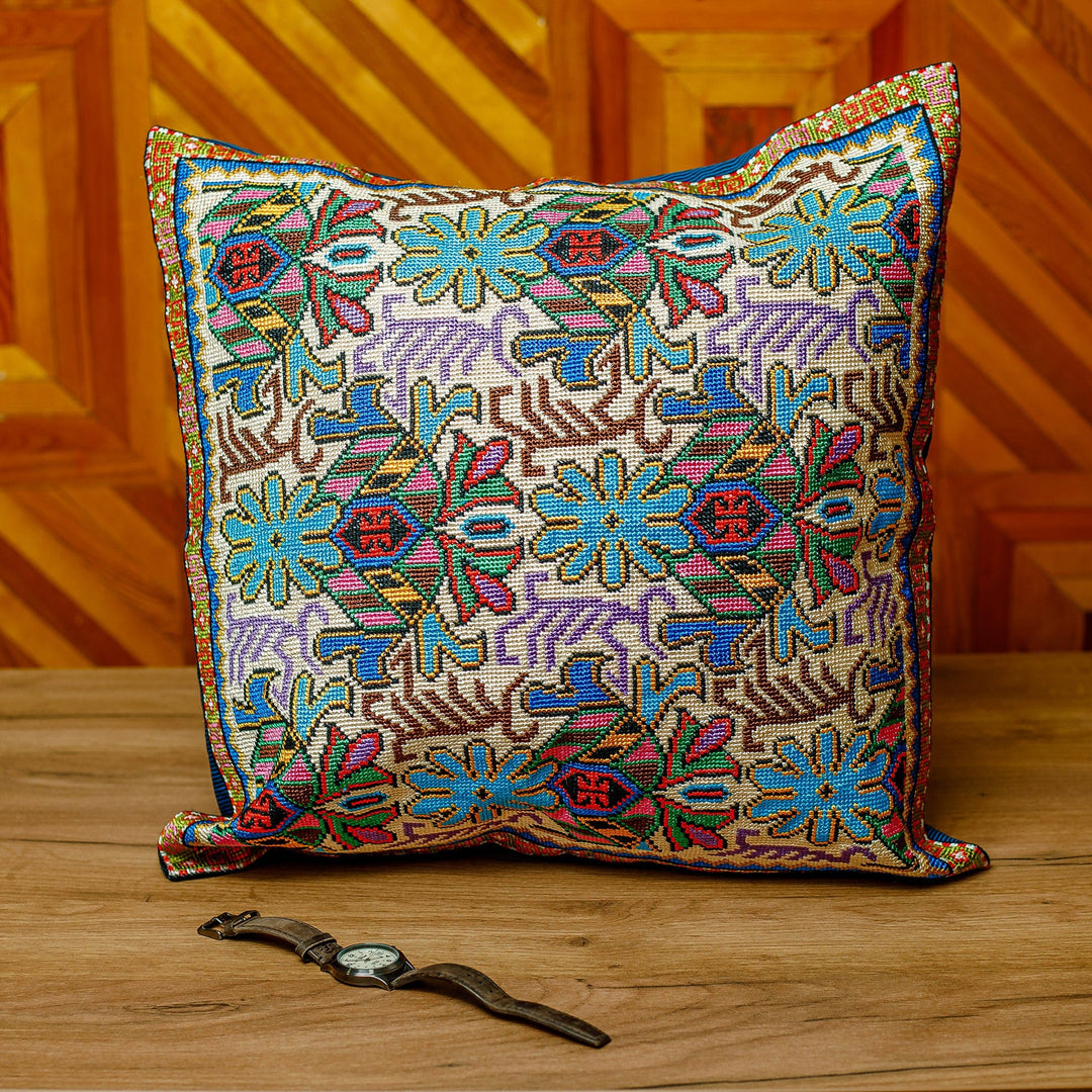 Traditional Iroki Embroidered Cushion Cover in Vibrant Hues - Shahrisabz's Eden
