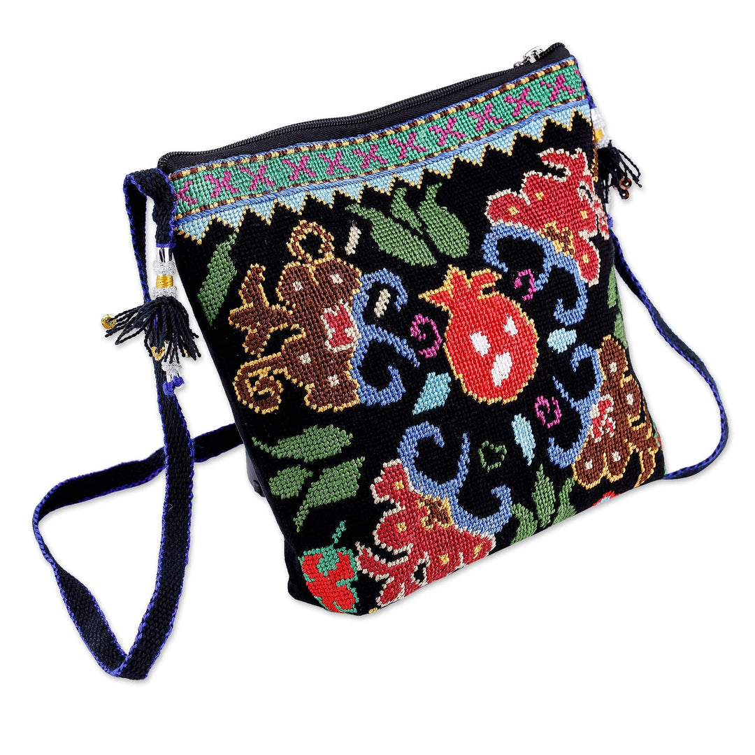 Pomegranate-Themed Iroki Embroidered Sling in Vibrant Hues - Sweet Season
